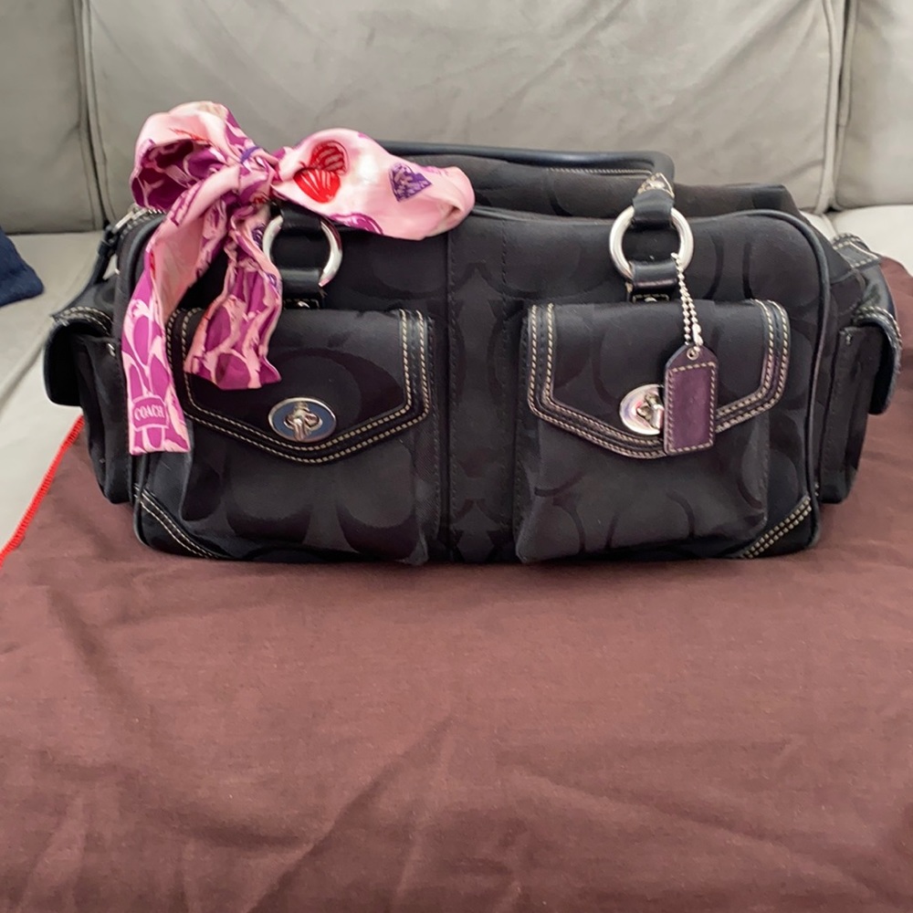 Coach signature pocket tote satchel